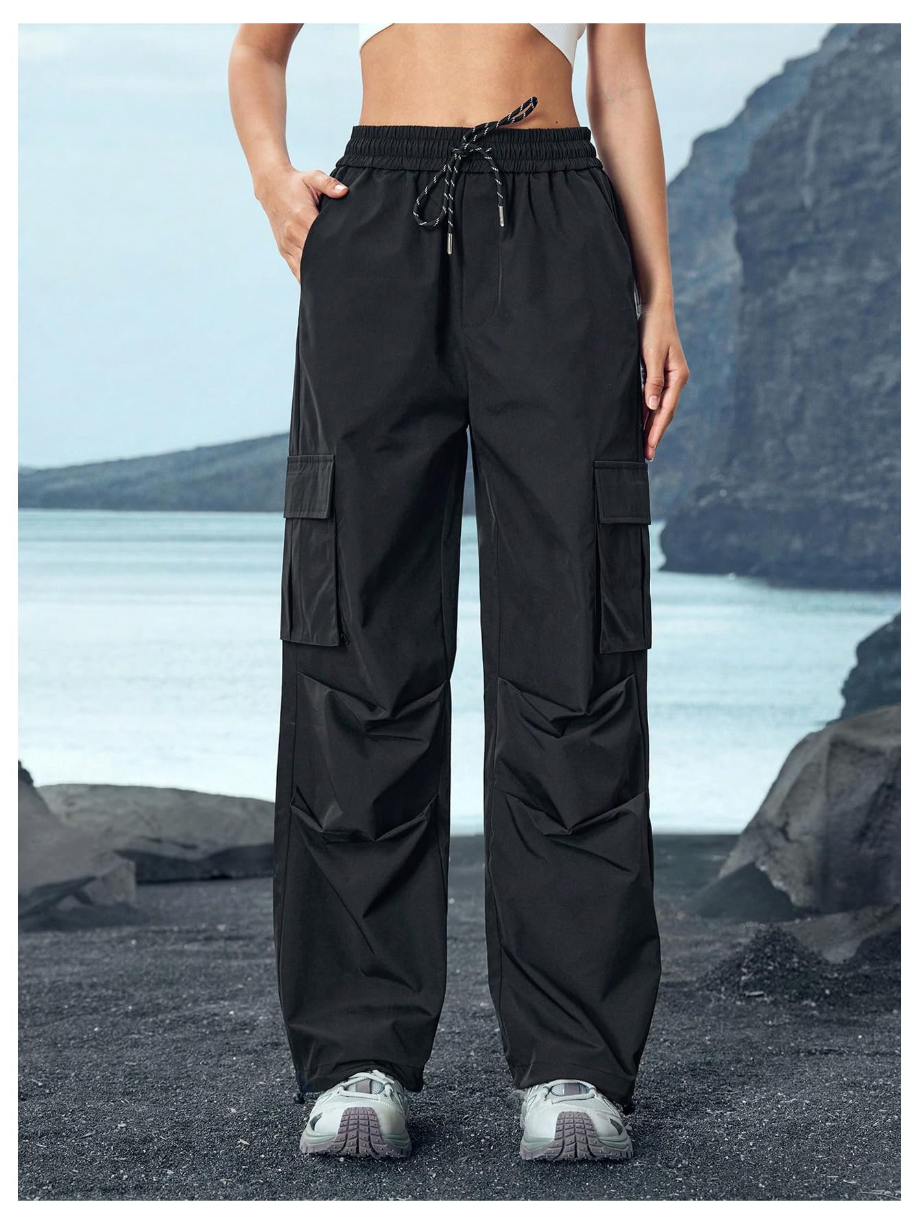 SHENHE black utility pants suitable for daily outdoor use.