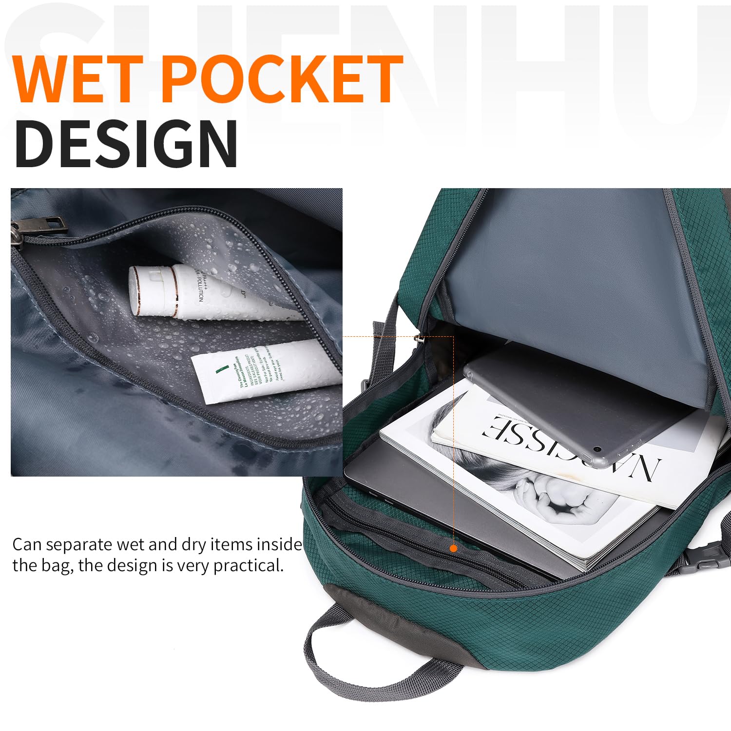 SHENHU foldable backpack stowed in pocket enables easy packing.