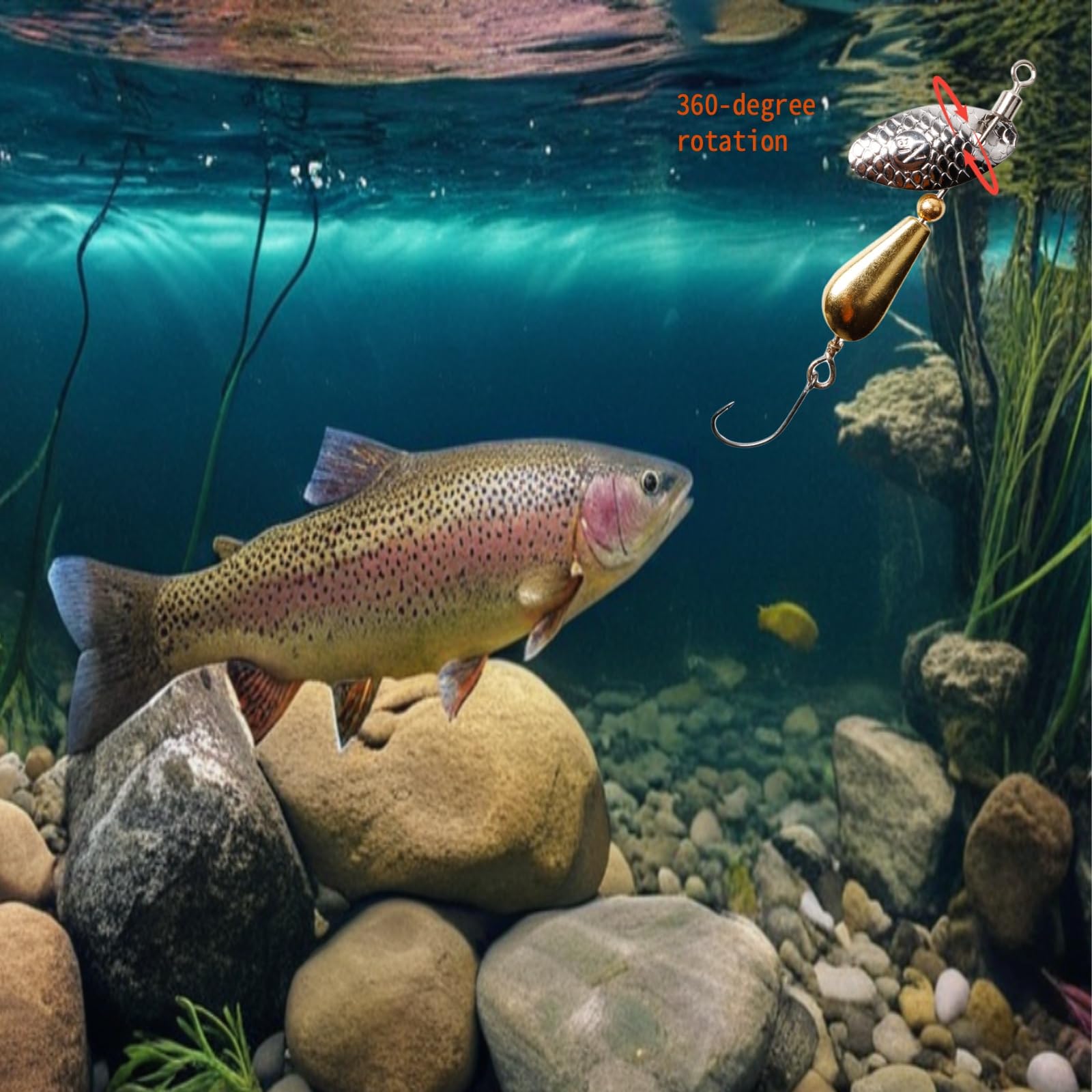 Spinner bait demonstrating 360° rotation