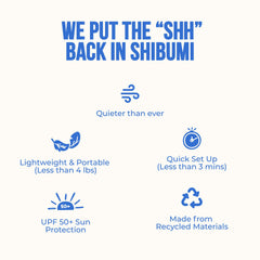 Shibumi Shade 150-sqft shade covers a group and gear for sun protection