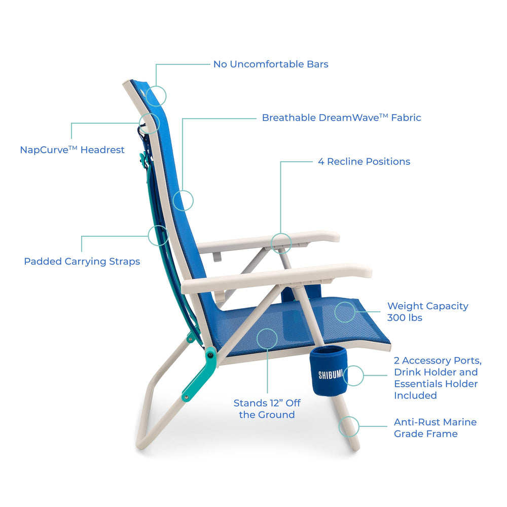 Shibumi Shade backpack-straps enable hands-free chair carry.