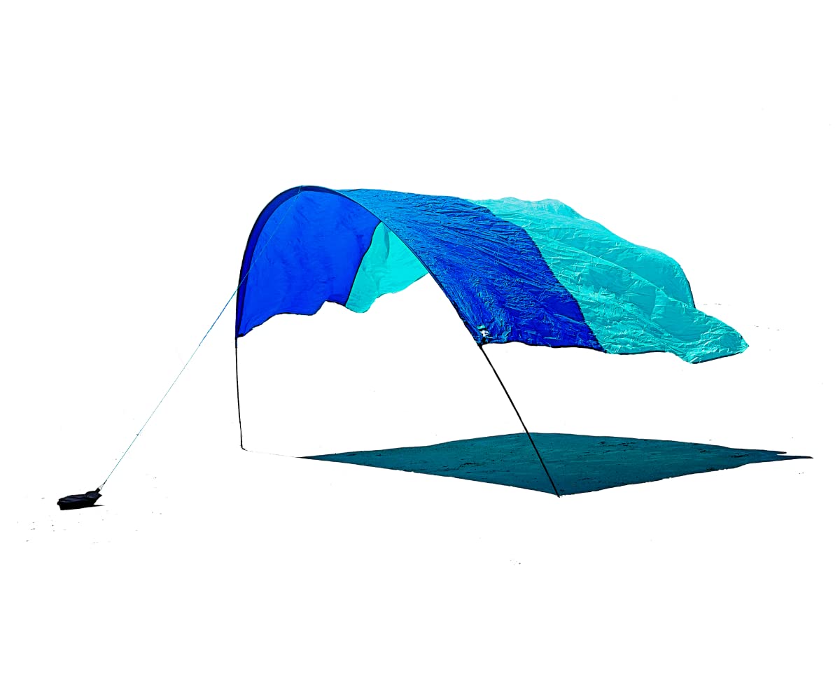 Shibumi Shade folded in a compact backpack for easy travel and storage.