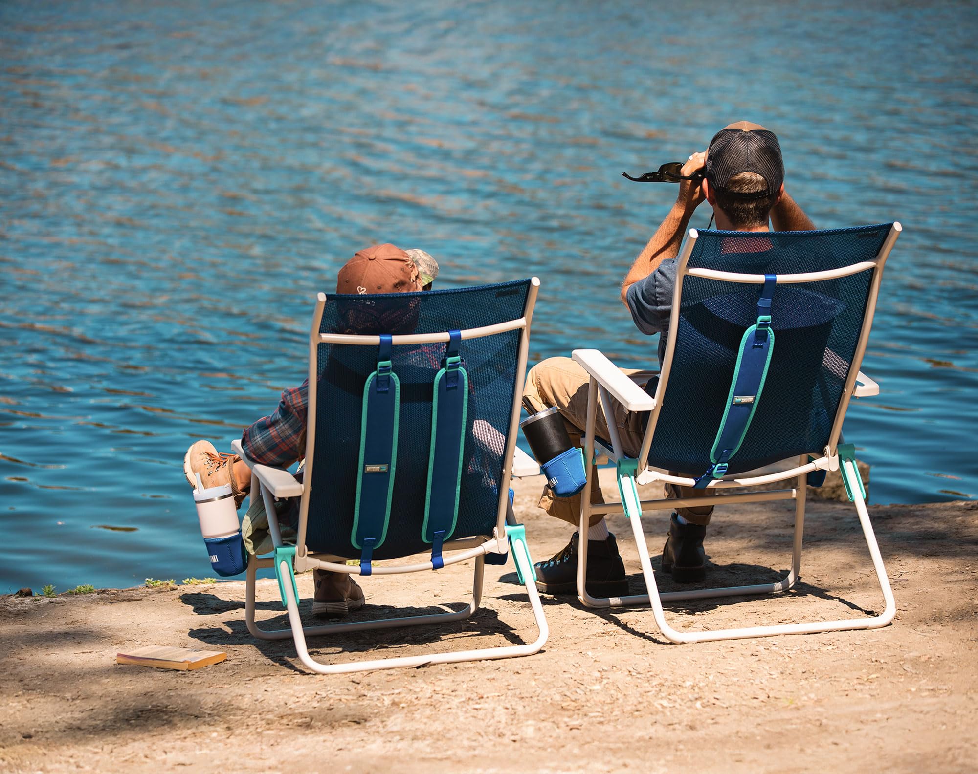 Shibumi Shade lightweight 8-pound chair with padded straps for easy beach portability.