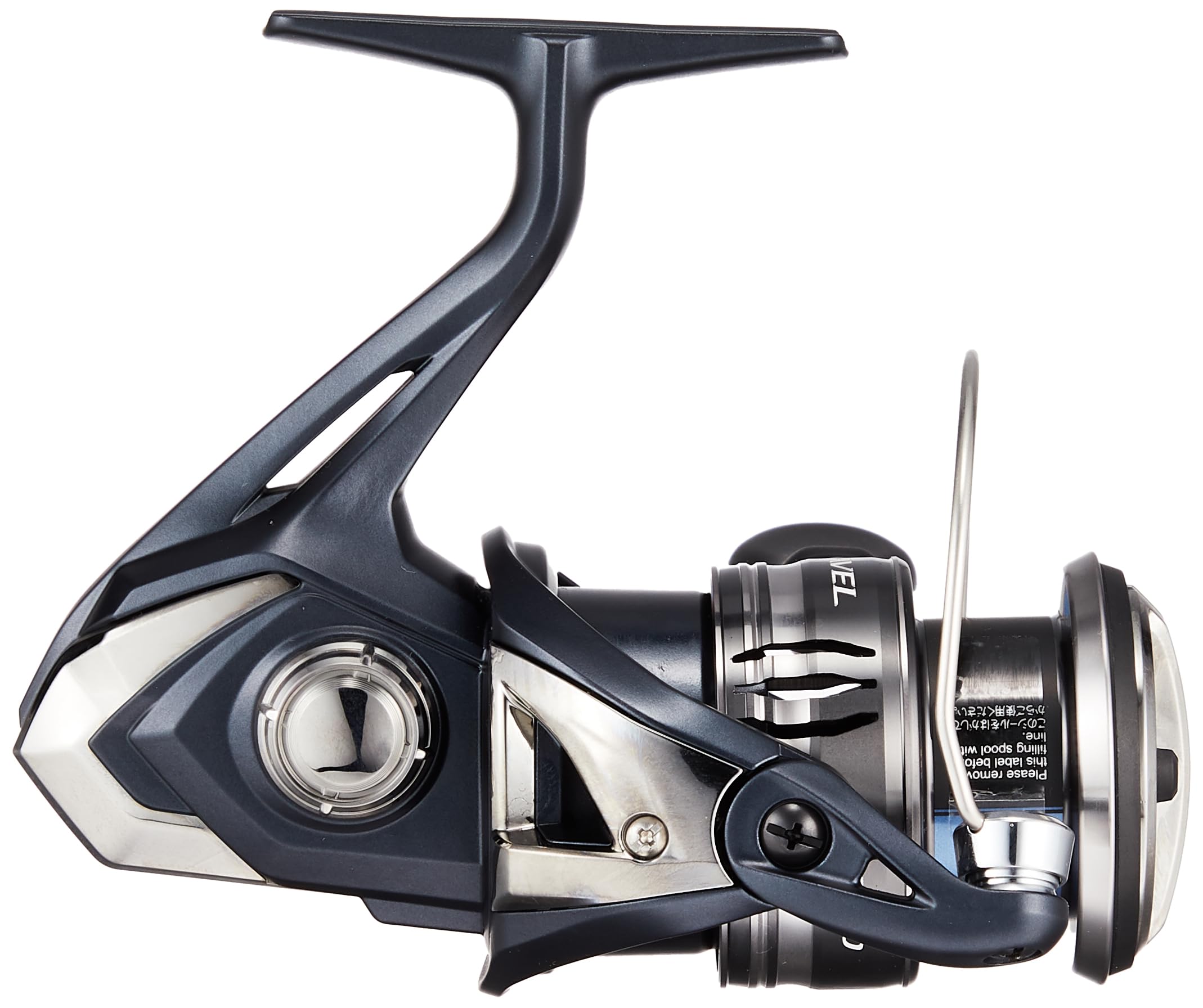 Shimano 22 Miravel Series Spinning Reel 2500 side profile with handle