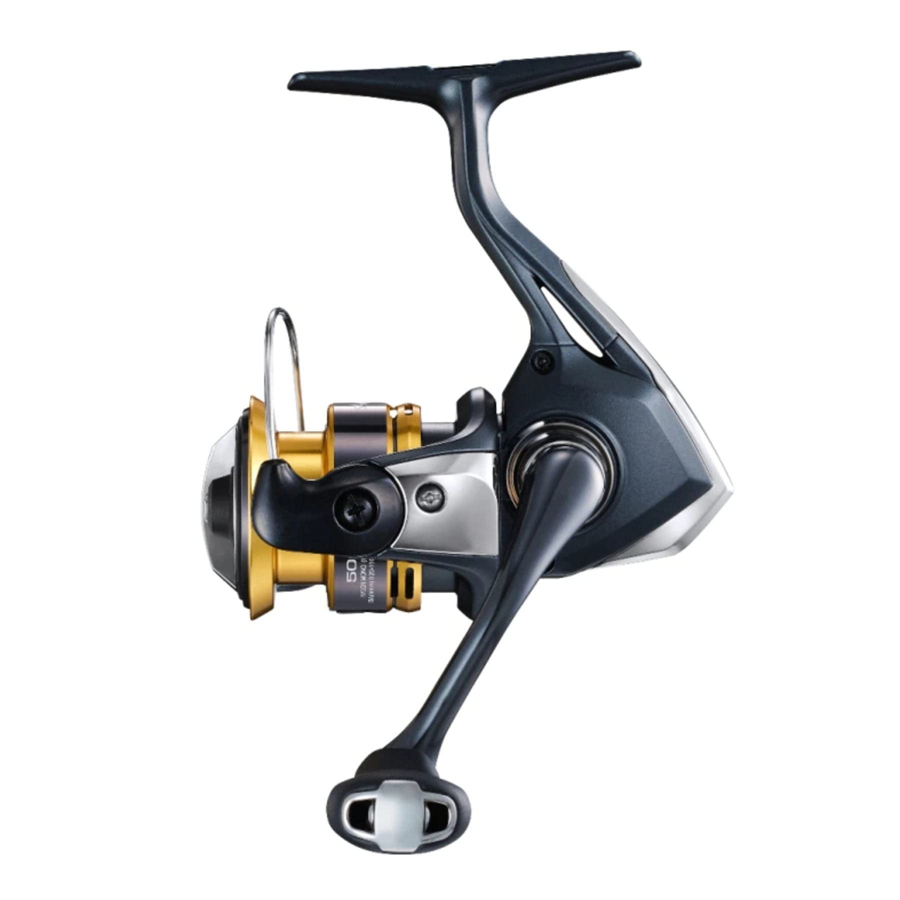 SHIMANO Sahara 500 reel front view showing ambidextrous retrieval.