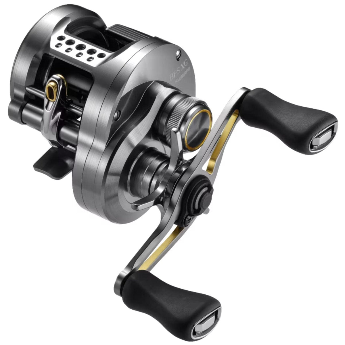 Shimano Calcutta Conquest BFS XG Left spool detail for precise line release.