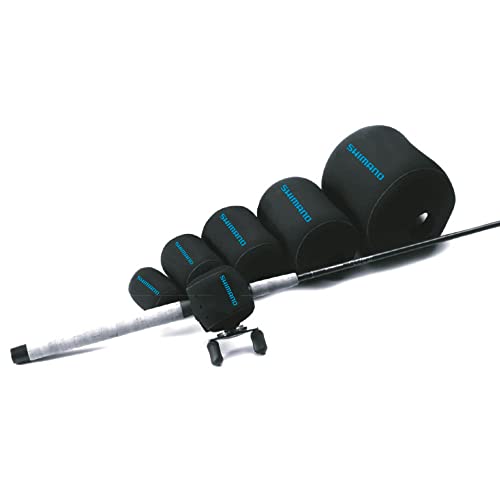 Shimano neoprene reel cover protects reels during transit and storage.