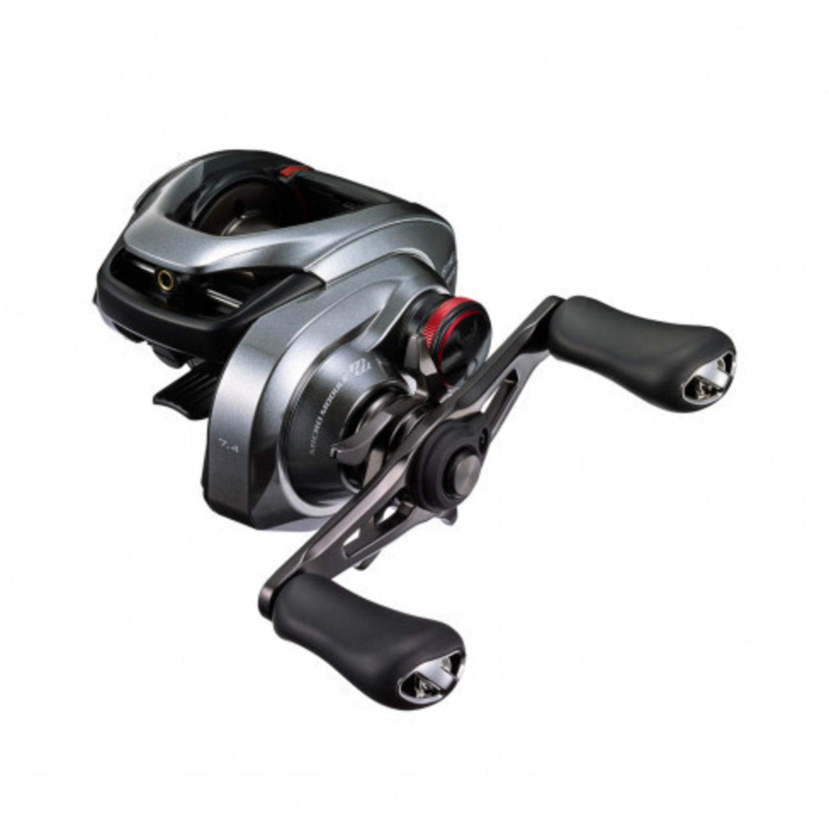 SHIMANO Baitreel DC 2021 left reel close-up showing compact, balanced design for bass setups