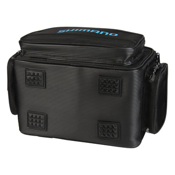 Baltica bag opened to reveal four tackle trays for organized gear on the go.