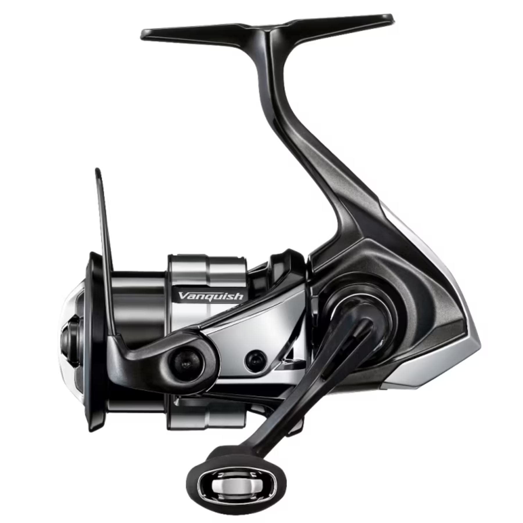 Shimano C2500SXG Vanquish spinning reel close-up showing ultra-light frame and precise drag control