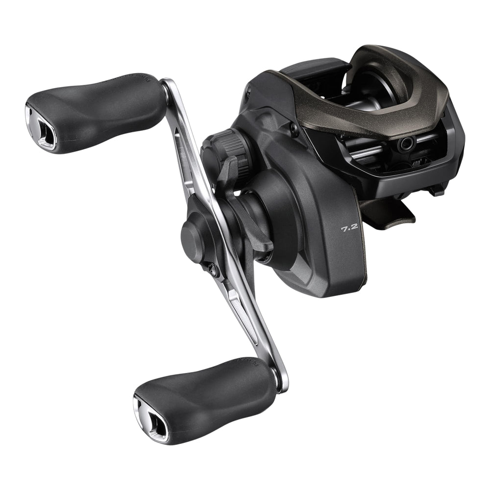 Shimano Caius CIS150HGCC reel side view emphasizing lightweight design and smooth operation.
