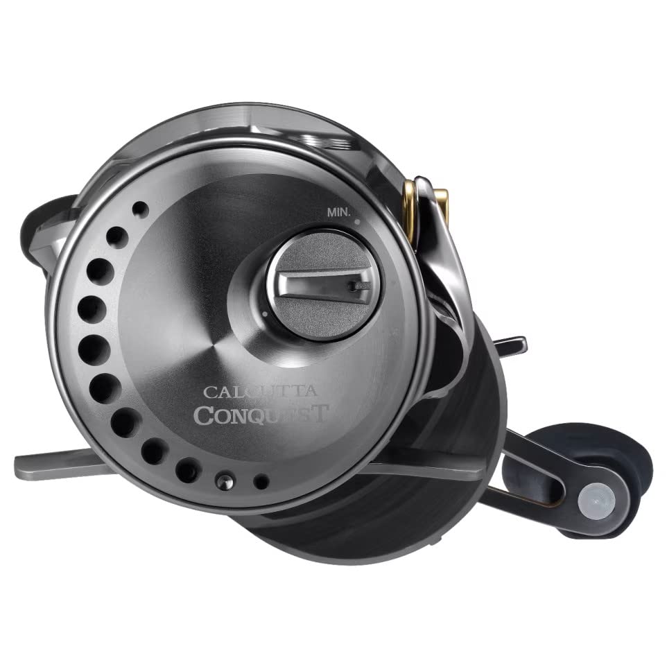 Shimano Calcutta Conquest BFS HG left drag system highlighted for strong, reliable stopping power