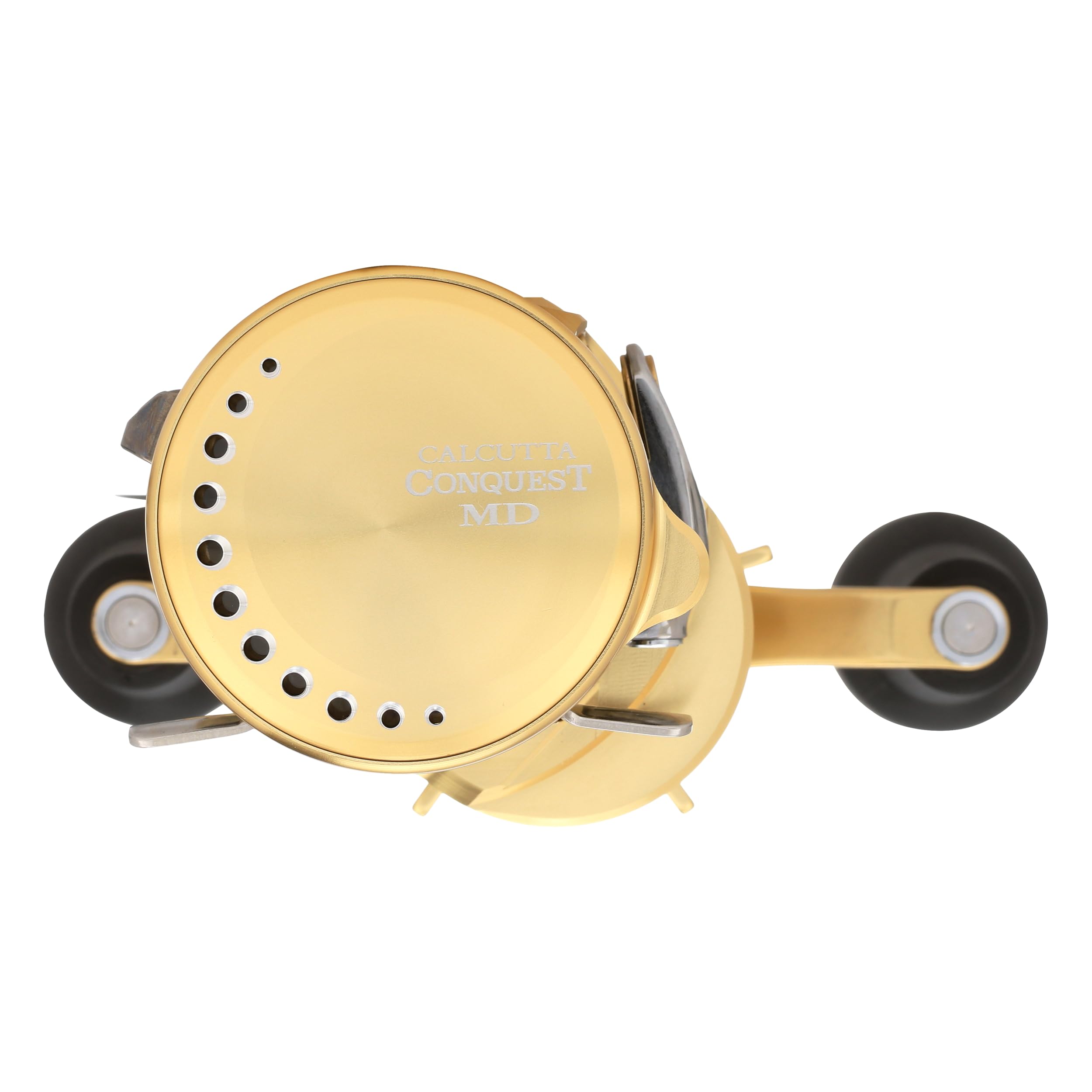 SHIMANO Calcutta Conquest MD HAGANE body closeup conveys rugged durability.
