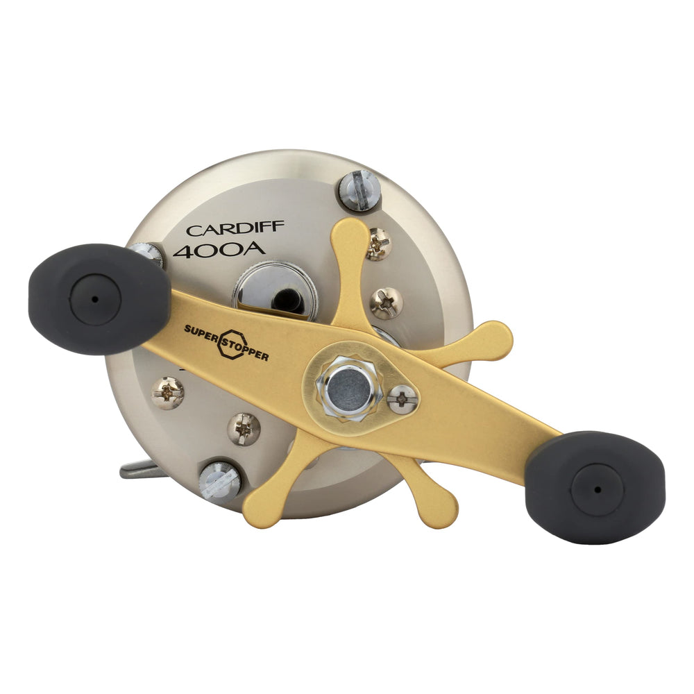 Shimano Cardiff A reel dial and grip for ergonomic handling.