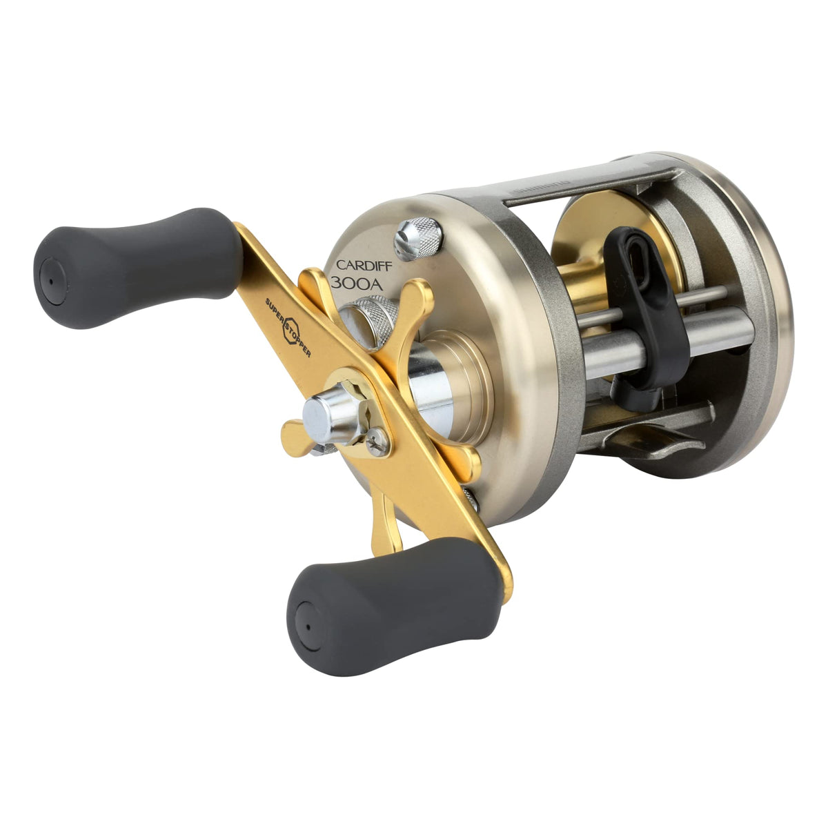 SHIMANO Cardiff A reel Hagane body close-up showing durable construction for reliable casting