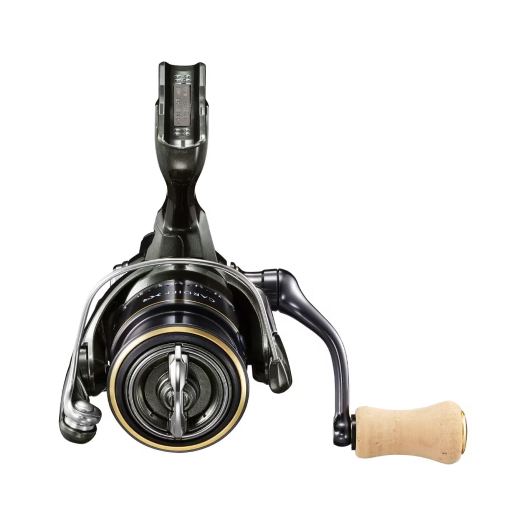 Side profile of Shimano Cardiff XR C2000S highlighting compact weight for long sessions.