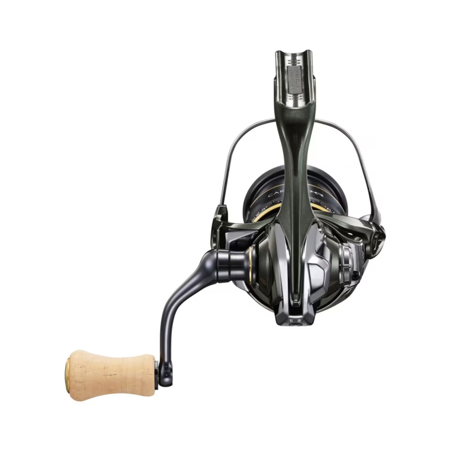 Spool closeup of Shimano Cardiff XR C2000S showing diameter and line capacity options.