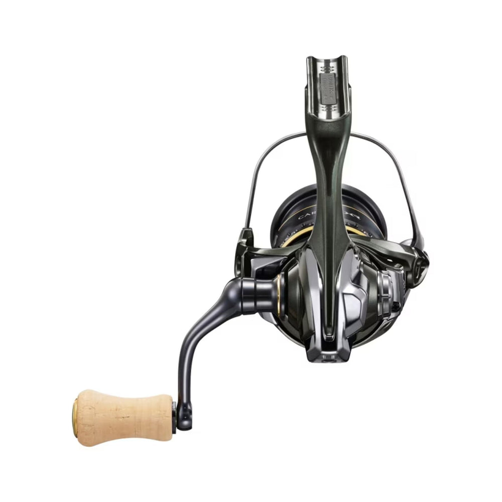 Spool closeup of Shimano Cardiff XR C2000S showing diameter and line capacity options.