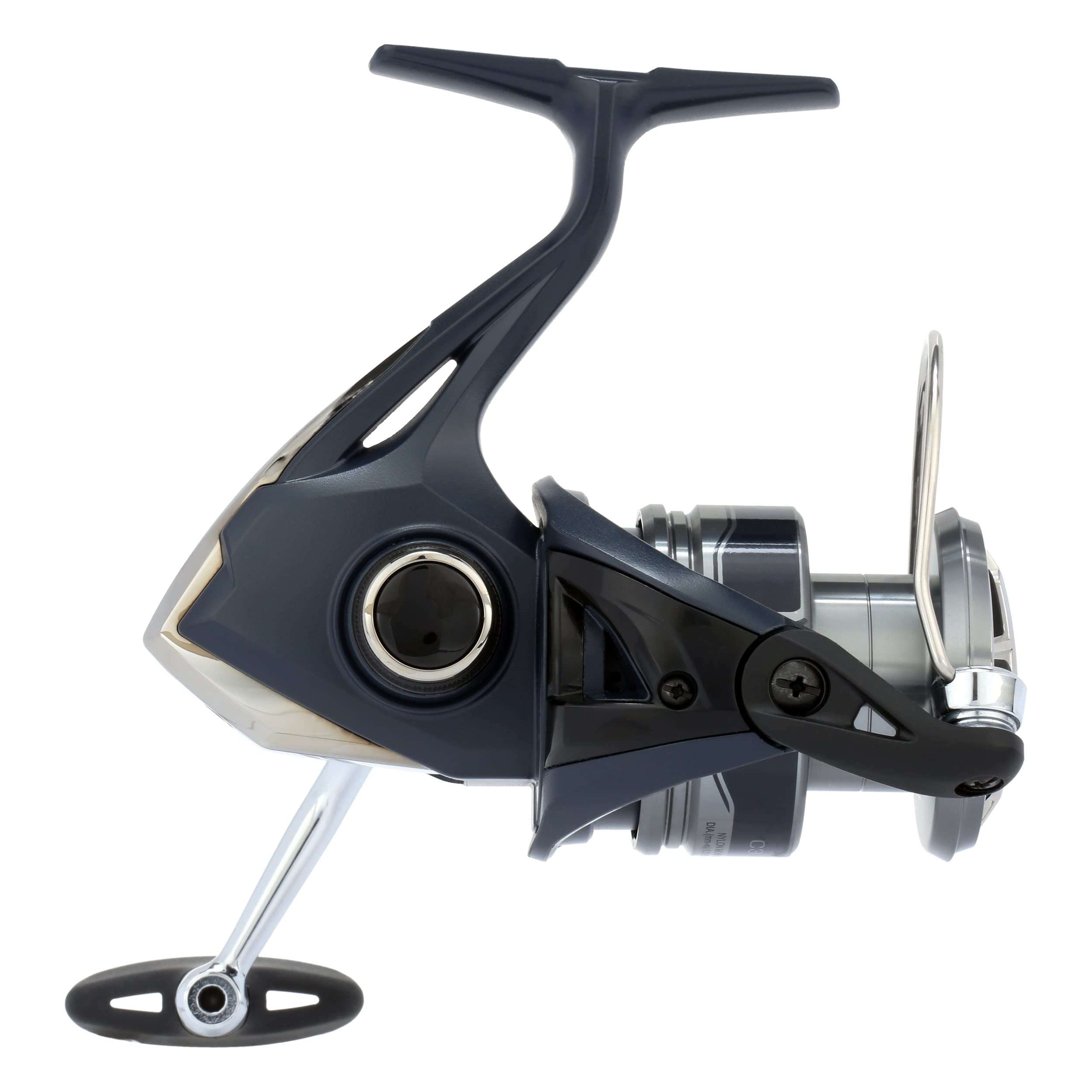 Shimano Catana C3000HGFE upgraded handle material improves grip in wet conditions.