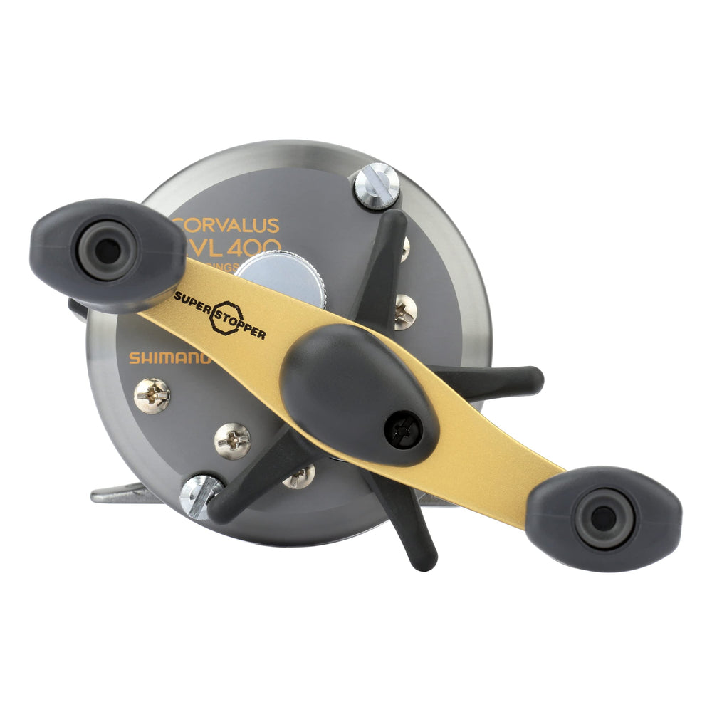 SHIMANO Corvalus 400 drag system detail for precise settings.