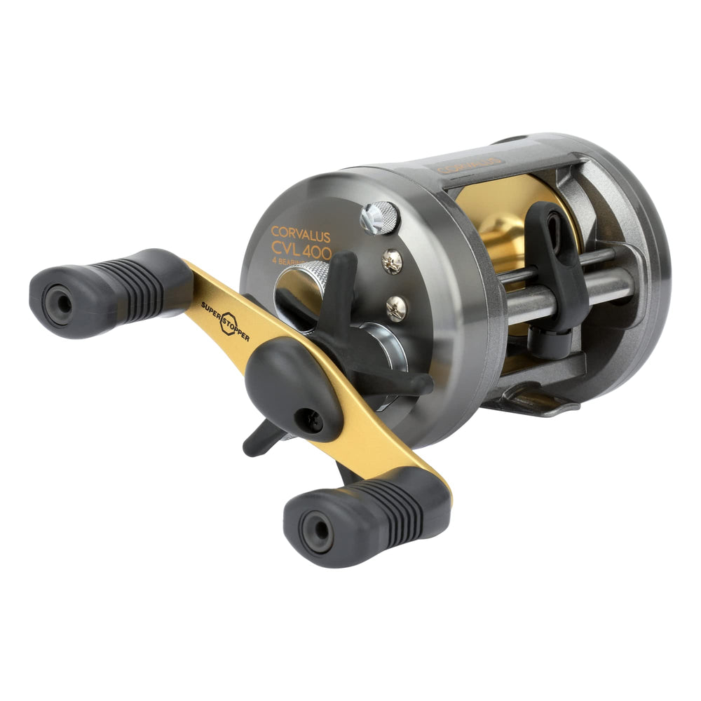 SHIMANO Corvalus 400 front view showing durable HAGANE body for stable casting.