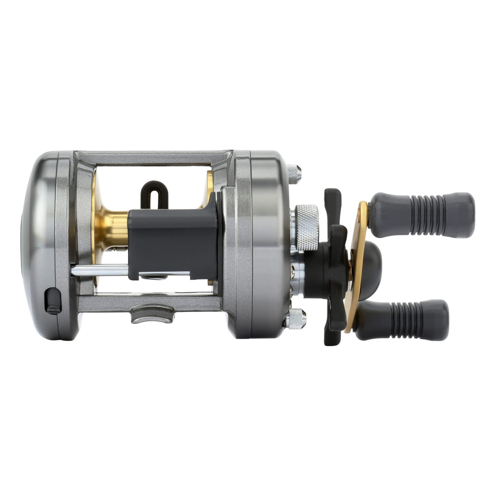SHIMANO Corvalus 400 rear view highlights solid aluminum frame and anti-reverse reliability.