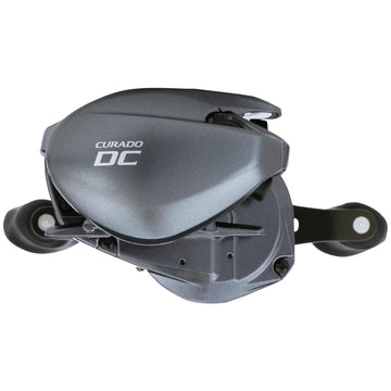 Shimano CURADO DC 200 in-hand view showcases ergonomic grip.