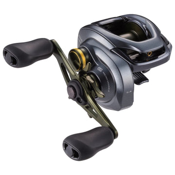 Shimano Curado DC 200HG spinning reel close-up showing precision casting and durability.