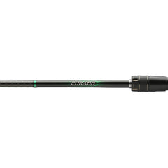 SHIMANO Curado spinning rod near reel seat, emphasizing lightweight CI4+ for reduced fatigue.