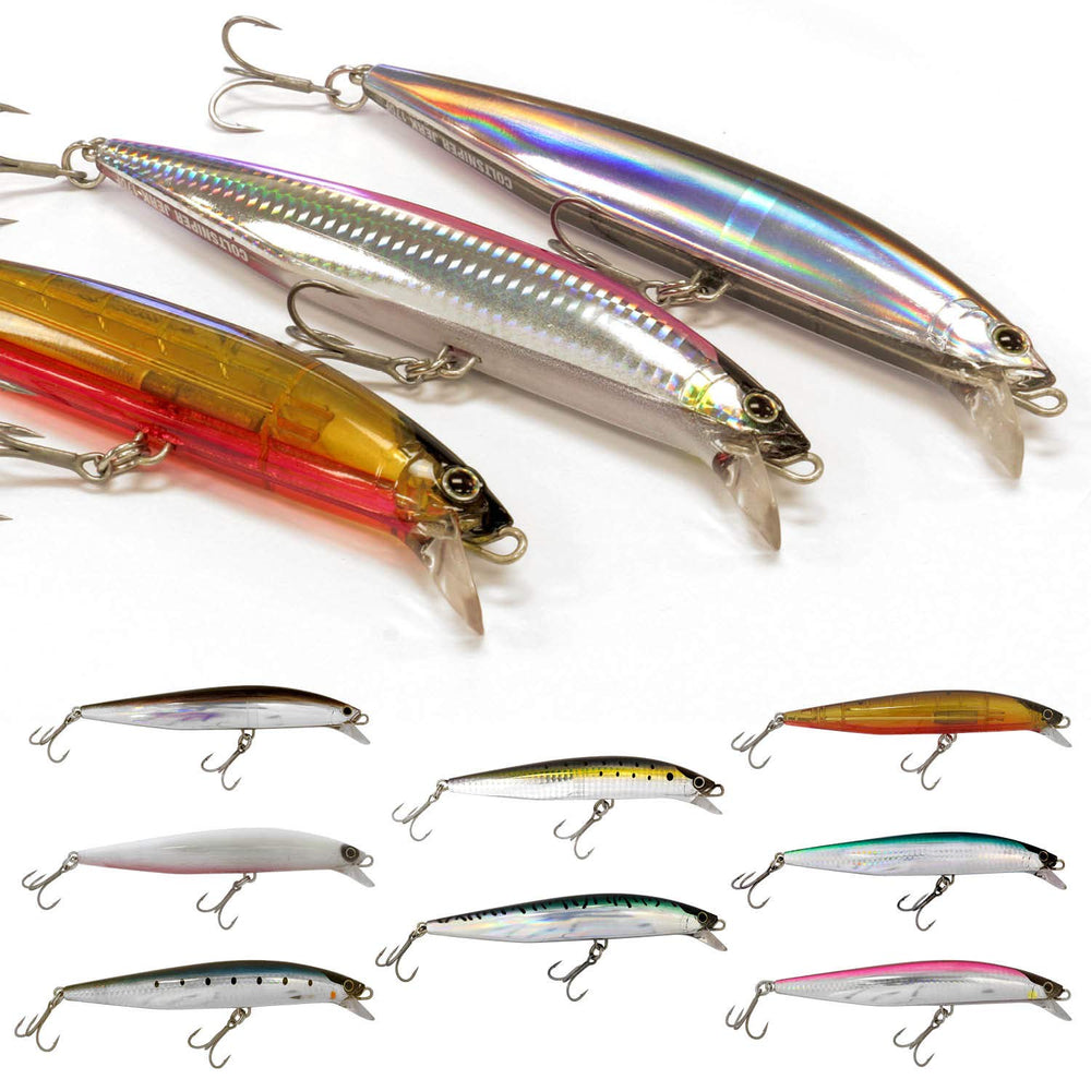 Shimano Current Sniper Jerkbait pink back in water showing submerged action and depth targeting.