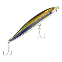 Shimano Current Sniper Stickbait front view shows slim sand-eel shape for long casts.