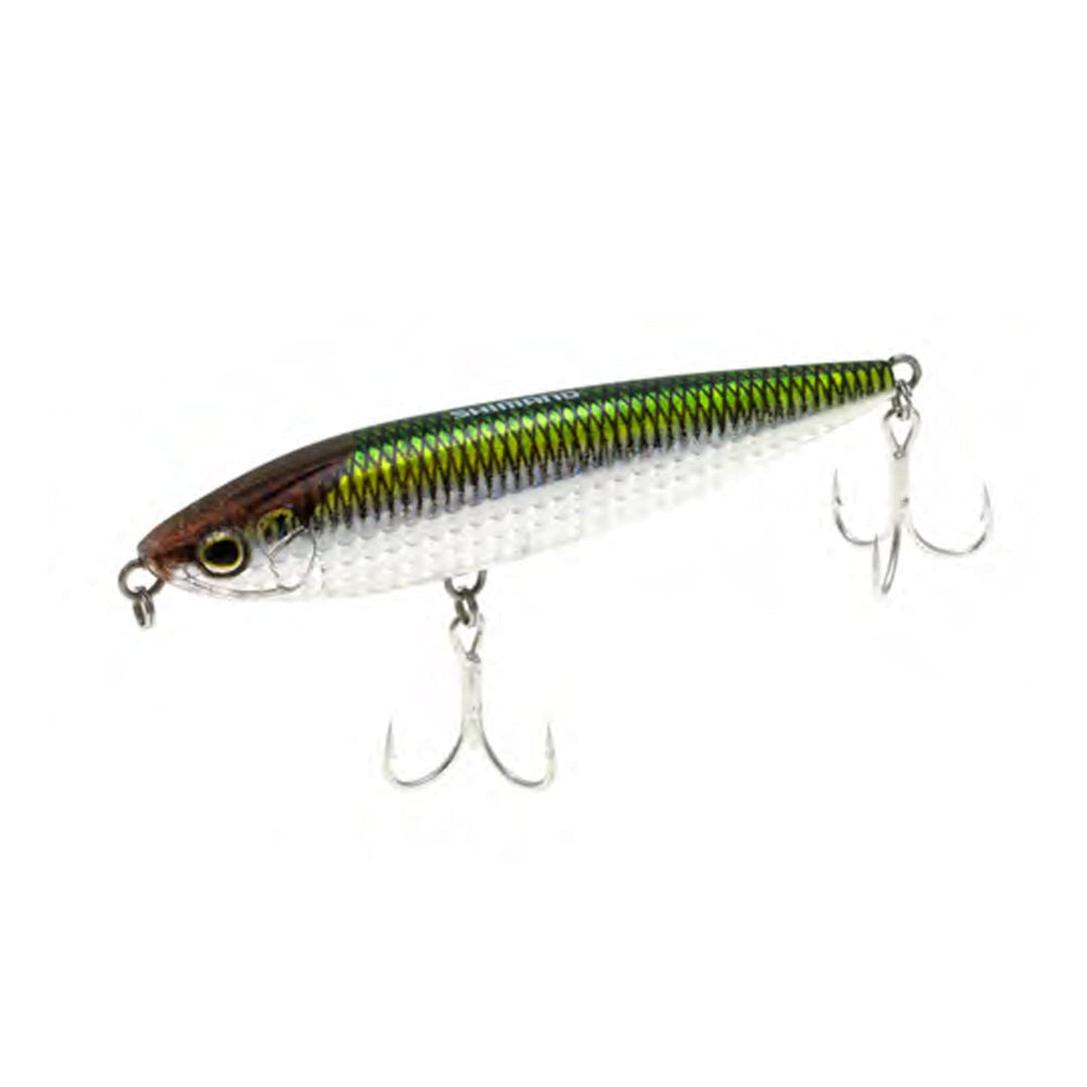 Shimano Current Sniper Walk110F Silent White lure for quiet topwater action in clear water.