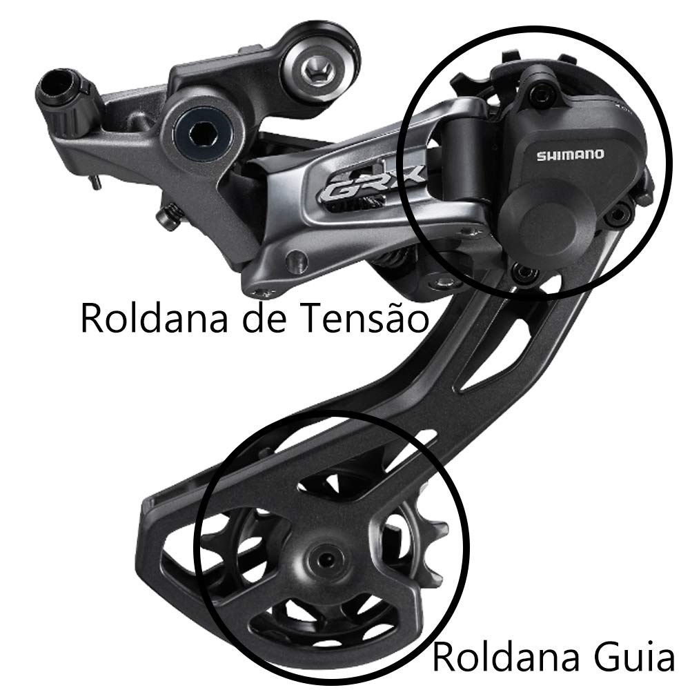 Close-up of SHIMANO GRX RX810 pulley system showing precision engineering