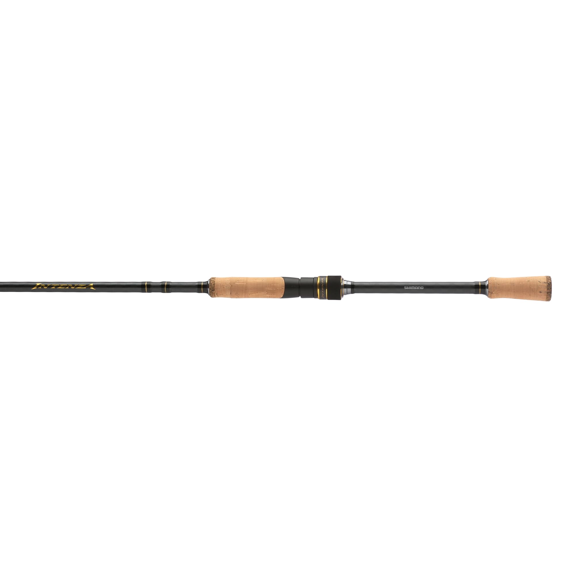 Shimano Intenza A seven-foot bass spinning rod close-up on the blank and guides for casting power