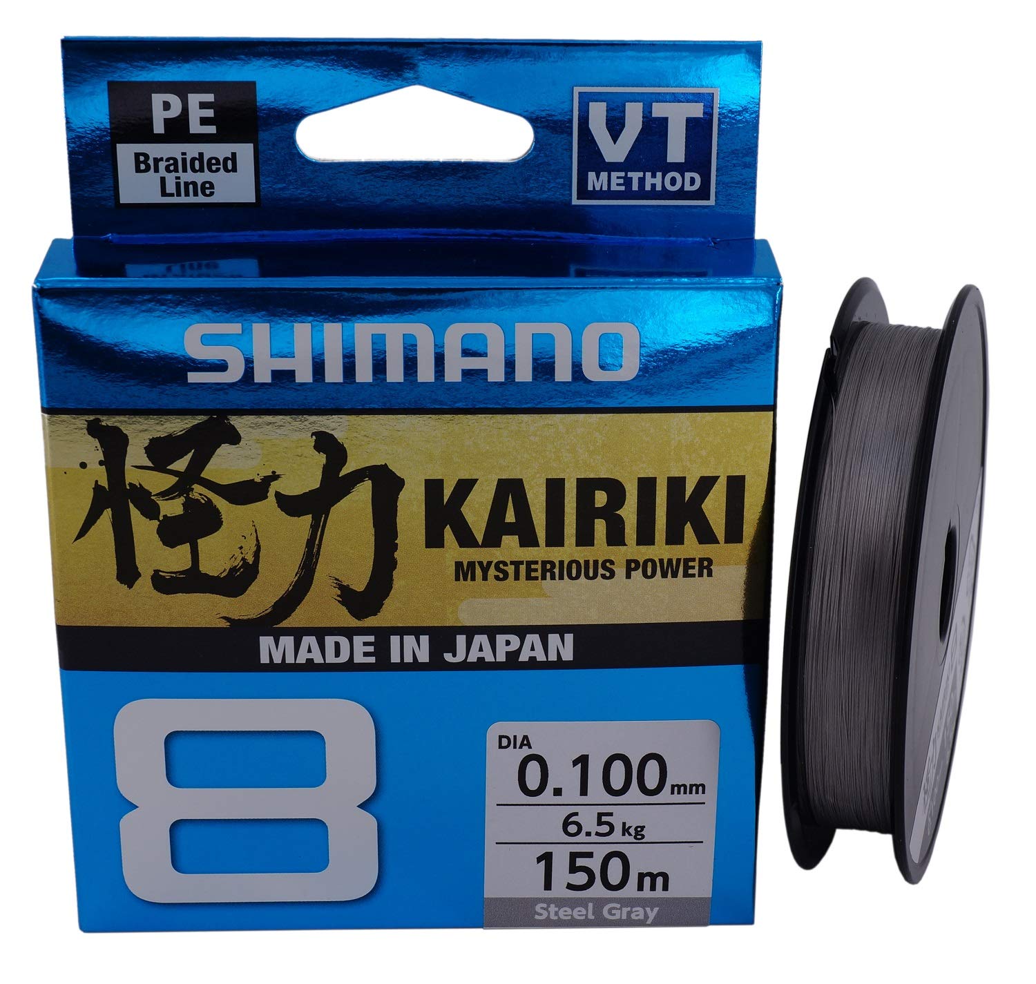Shimano Line Kairiki 8 with 0.23 mm diameter and 150 m length highlights strong line for versatile setups.