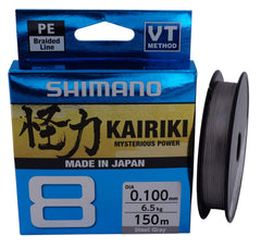 Shimano Line Kairiki 8 with 0.23 mm diameter and 150 m length highlights strong line for versatile setups.