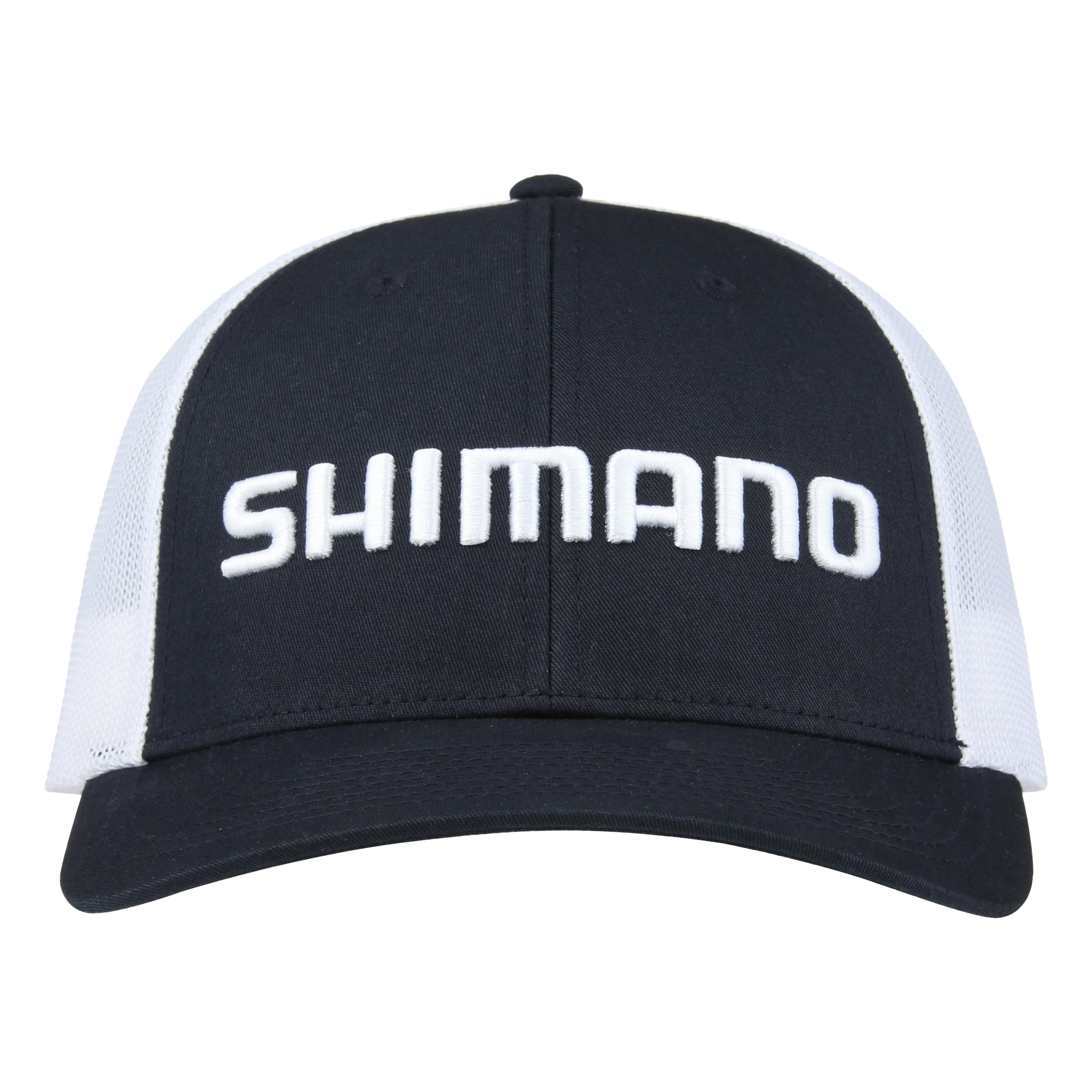 SHIMANO Low Pro Cap navy-white, back view, adjustable snapback for universal fit