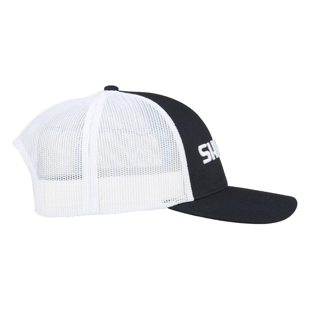 SHIMANO Low Pro Cap navy-white, fabric texture, durable stitching for daily use