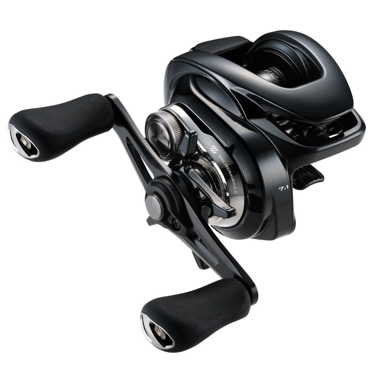 Shimano Metanium DC A low-profile reel close-up showing the CoreSolid magnesium body for durability and lightweight feel.