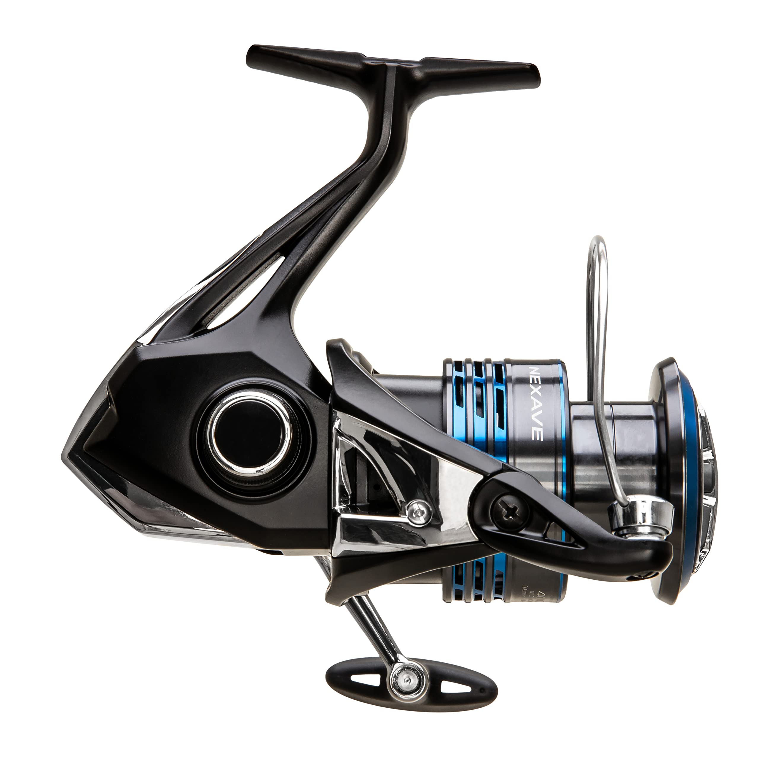 SHIMANO Nexave 4000HG FI reel in hand demonstrating size and grip.
