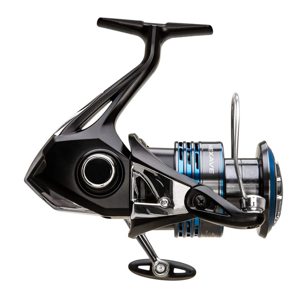 SHIMANO Nexave 4000HG FI reel in hand demonstrating size and grip.
