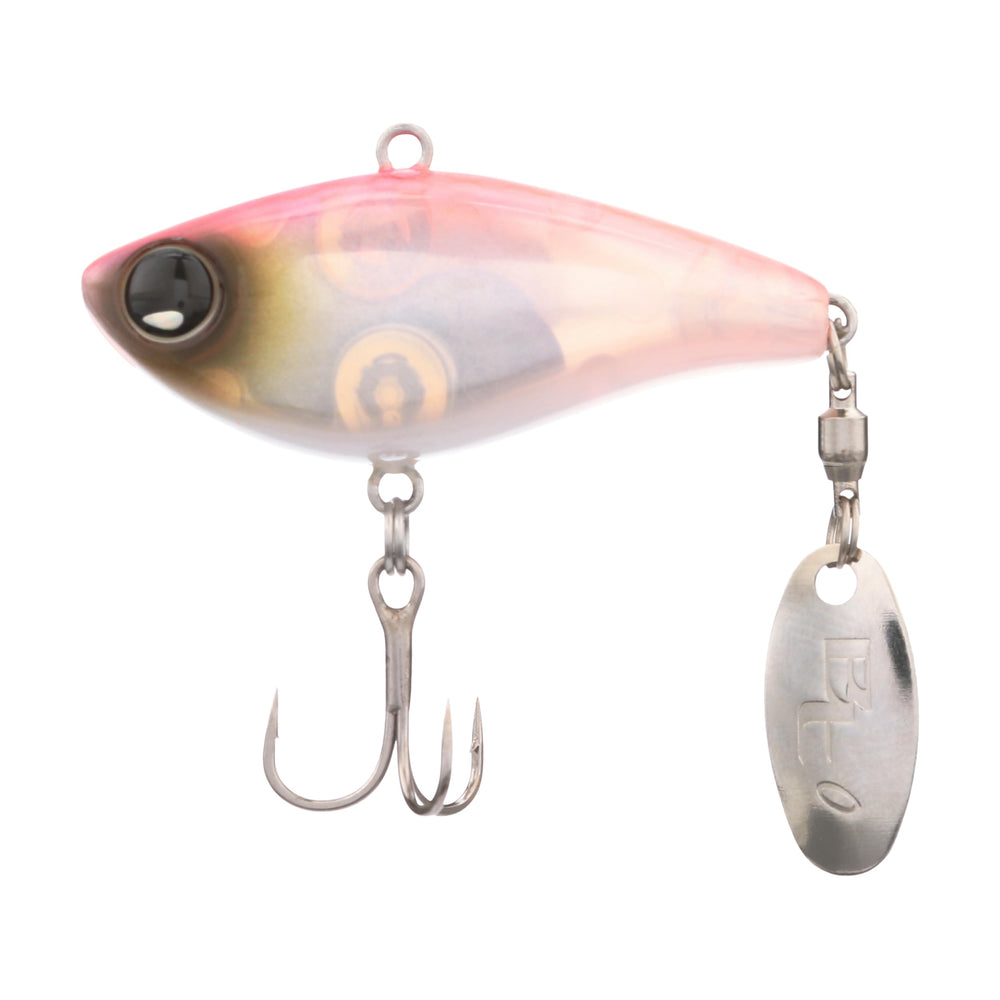 shimano pink candy bt spin body in flight demonstrates aggressive wobble during retrieve