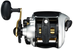 Close-up of gear ratio and engraving on Shimano PLEMIO 3000 Big Game