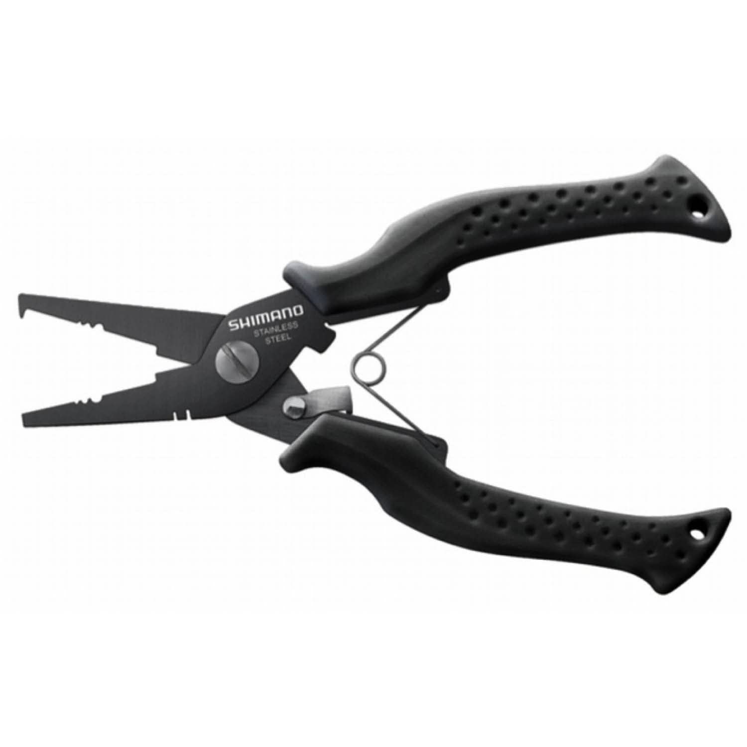Close-up of Shimano Power Plier showing braid cutter, great for inshore and freshwater split rings.
