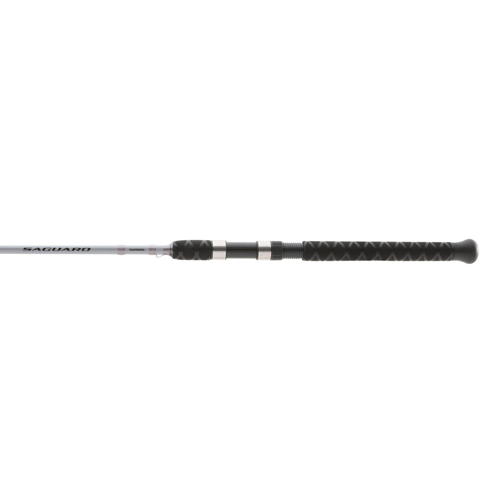 Close-up of Shimano Saguaro glass blanks highlighting durability for harsh saltwater use