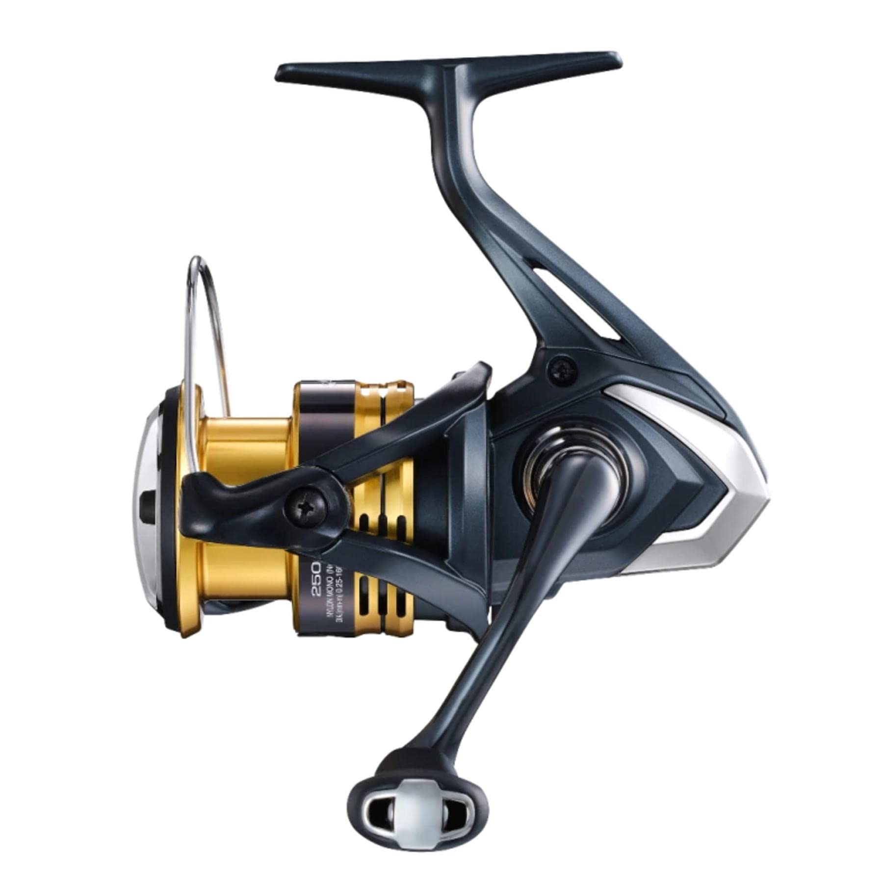 Shimano Sahara 2500 front view showcases lightweight profile for comfortable all-day casting.