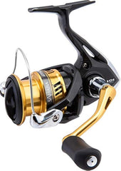 Shimano Sahara 2500 Fi spinning reel front view for versatile freshwater fishing.