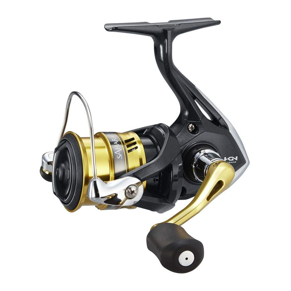 Shimano Sahara Compact 5000 Fi spinning reel in action, showcasing smooth operation and robust construction.