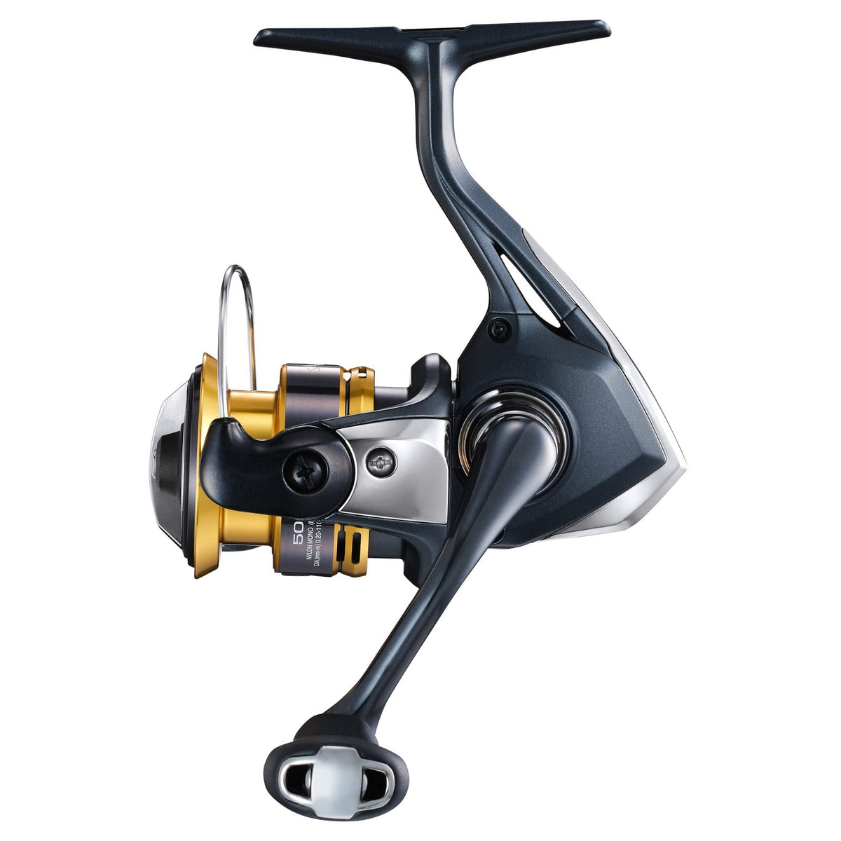 Shimano Sahara FJ SH500FJ angled view emphasizes durable build for long-lasting fishing