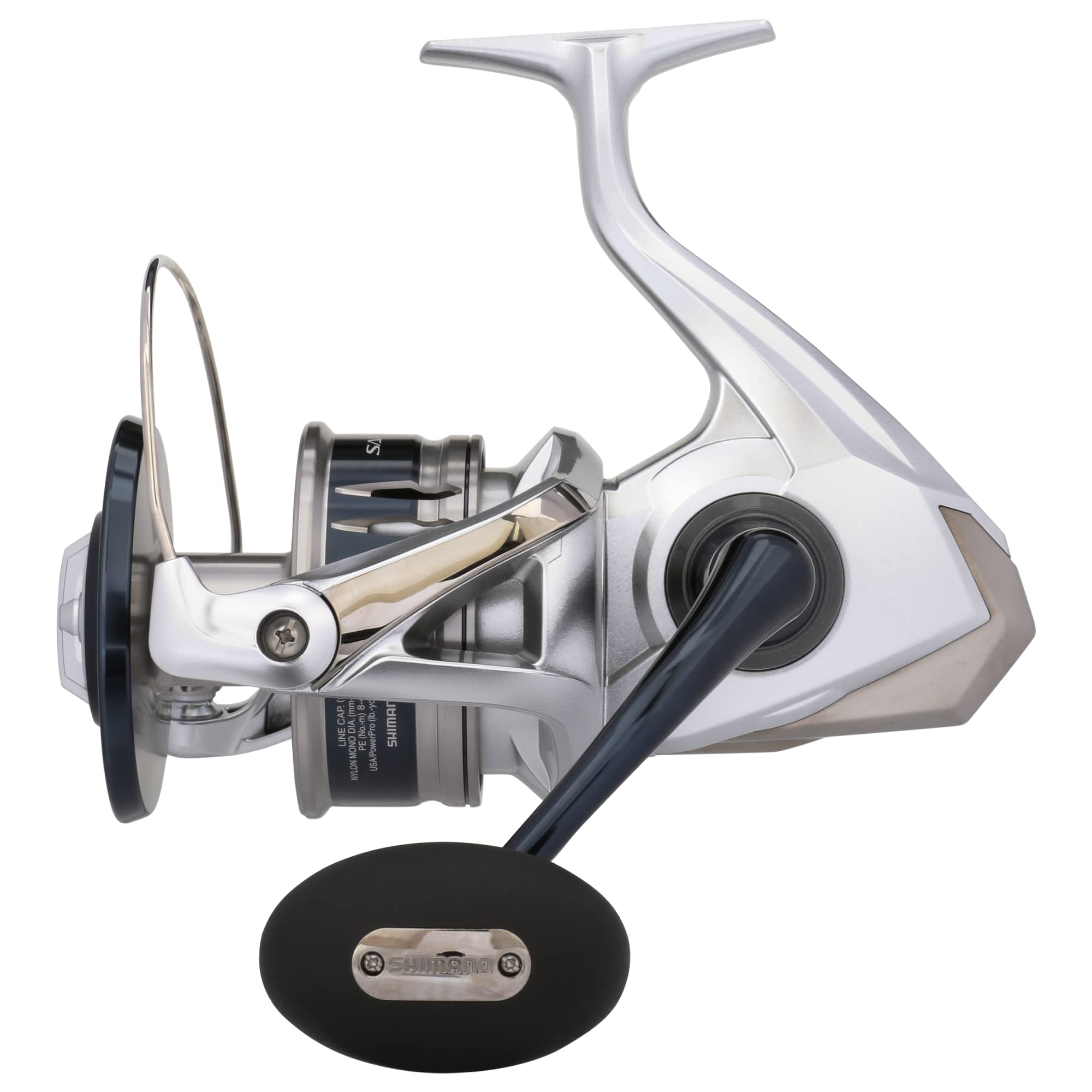 Shimano SARAGOSA SW A 25000 spool enables smooth line retrieval for tough saltwater fishing.